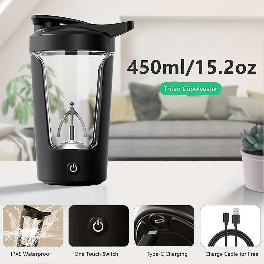 Electric Protein Shaker Cup Free USB Rechargeable Protein Shake Blender Automatic Mixing Cup 15 Ounces Water Cup