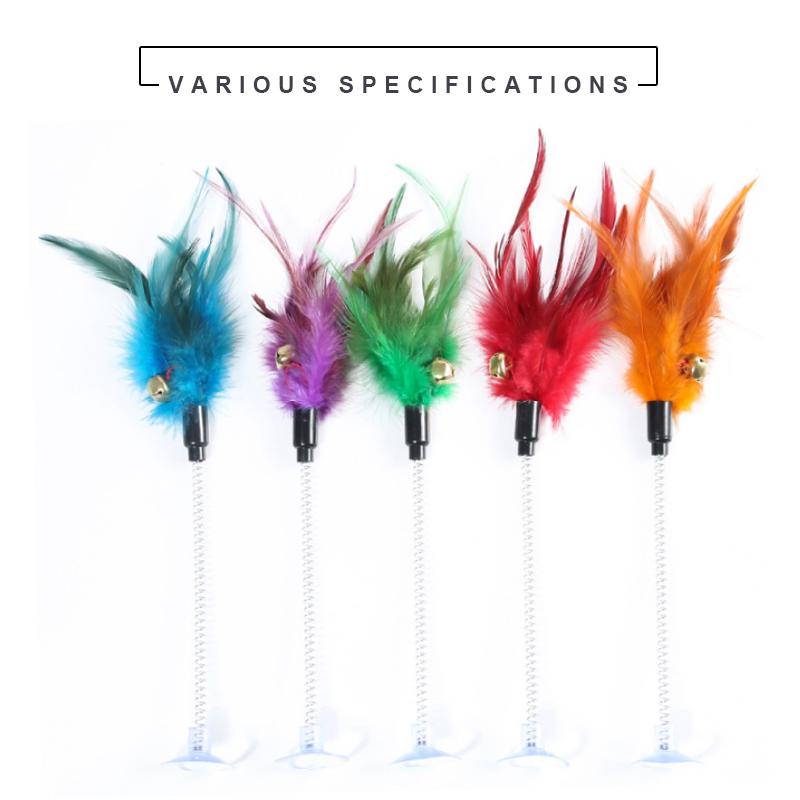 Pet New Land.Cat Teaser Toy Pet Cat Puppy Spring Teaser Bell Feather Stick Rod Funny Interactive Toy