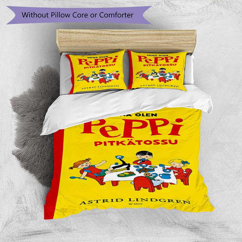 3pcs Duvet Cover Set (1*Duvet Cover + 2*Pillowcase, Without Core), Pippi Longstocking Print Bedding Set, Bedroom Decor, All‑Season, Birthday Gift