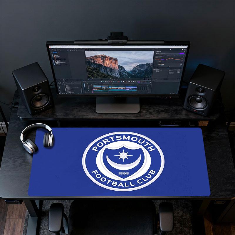Portsmouth FC Mouse Pad, Large Gaming Desk Mat, Non-slip XXL Mousepad for Laptop & Tablet, Mini PC Playmat with Stitched Edges