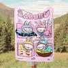 1pc Bunny, LABUBU, Food Digital Printed Flannel Blanket, Super Soft Plush Fleece Bed Cover, Multipurpose Four Season Blanket for Sofa, Bed,