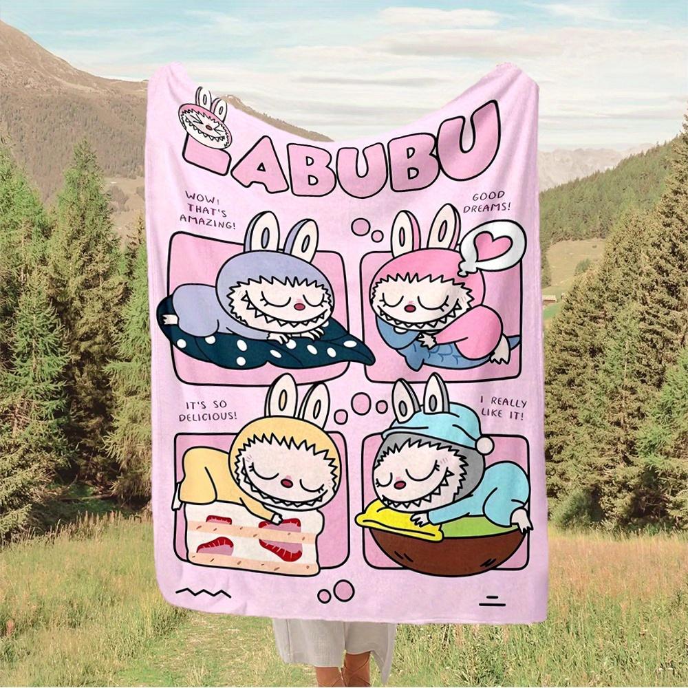1pc Bunny, LABUBU, Food Digital Printed Flannel Blanket, Super Soft Plush Fleece Bed Cover, Multipurpose Four Season Blanket for Sofa, Bed,