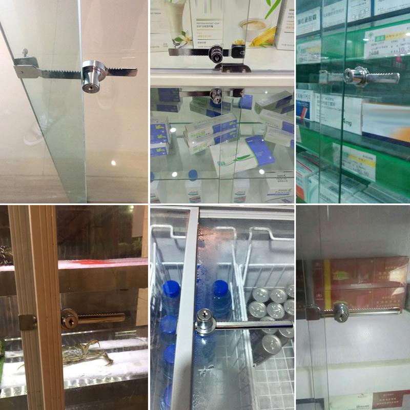 Sliding Glass Door Ratchet Lock With 2 Keys Suitable For 5-8mm Thick Glass Zinc Alloy Cabinet Showcase Display Lock