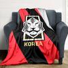 Korea Tiger Emblem Print Flannel Throw Blanket, Soft Warm Blanket for Sofa Bed Couch Home Decoration