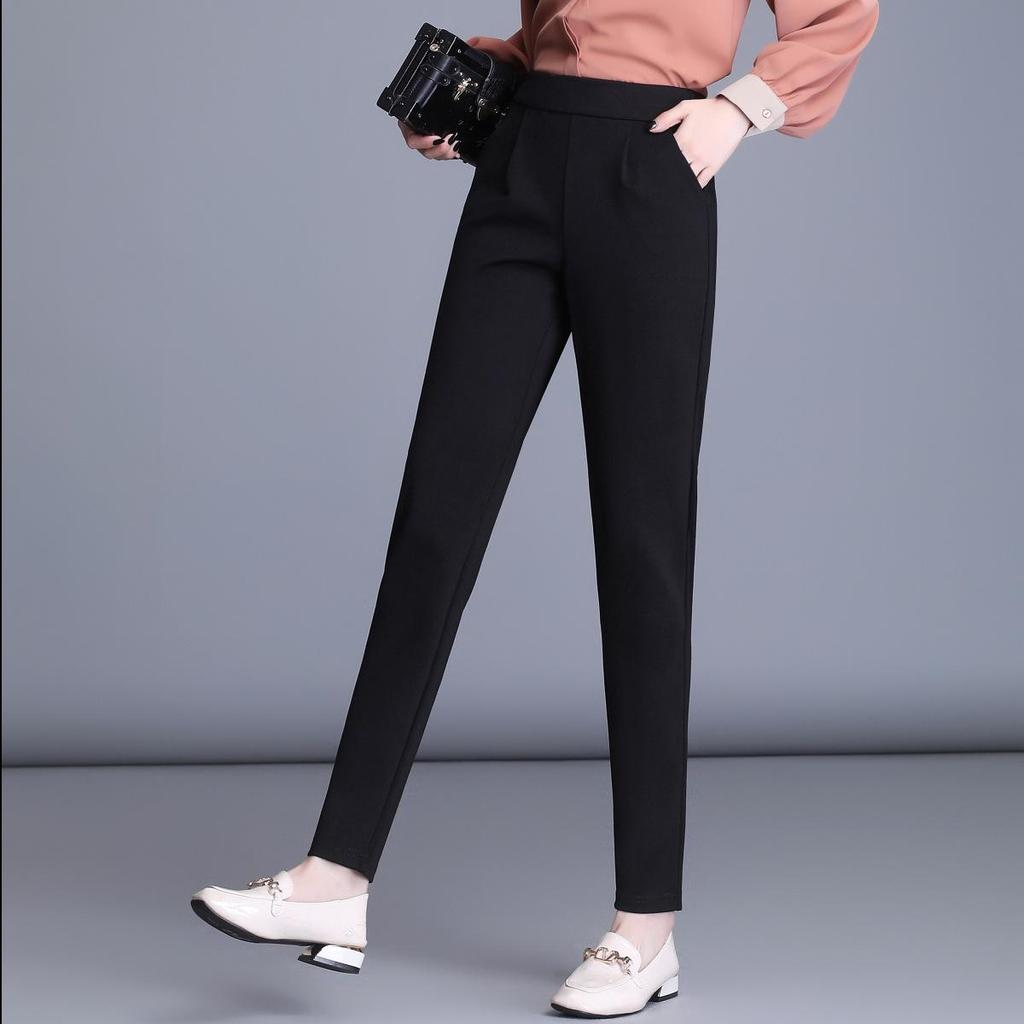 Women's High-Waisted Slimming Harem Pants - Plus Size, Casual, Nine-Point Length for Spring and Autumn