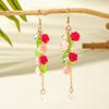 European and American Cross-Border Fashionable Elegant Colorful Rose Leaf Pendant Earrings for Women's Jewelry Forest Women's Style Earrings