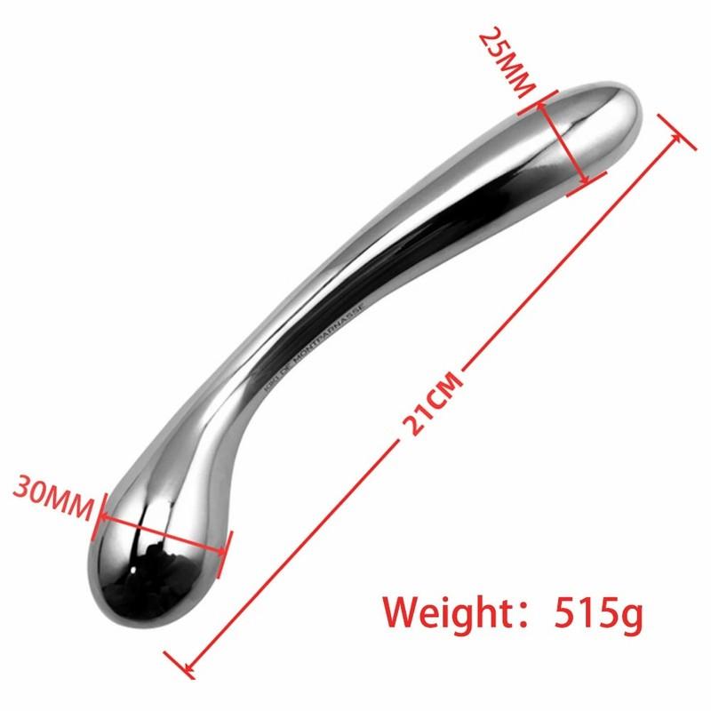 Heavy stainless steel double fake dildo G Spot wand anal beads butt plug metal prostate massager vaginal female sex toy women