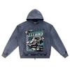 DTG Print Knitted Denim Zip-Up Hoodie Torque Titans Brother Print Zipper Hoodies  