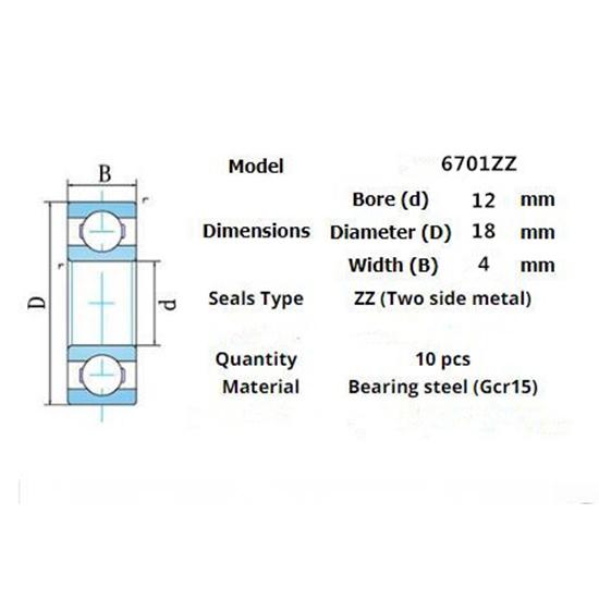 Lager 10 Stück 6701ZZ 12*18*4(mm)