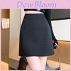 Solid Color Blend High Waist Pencil Skirt With Zipper For Women Autumn Winter