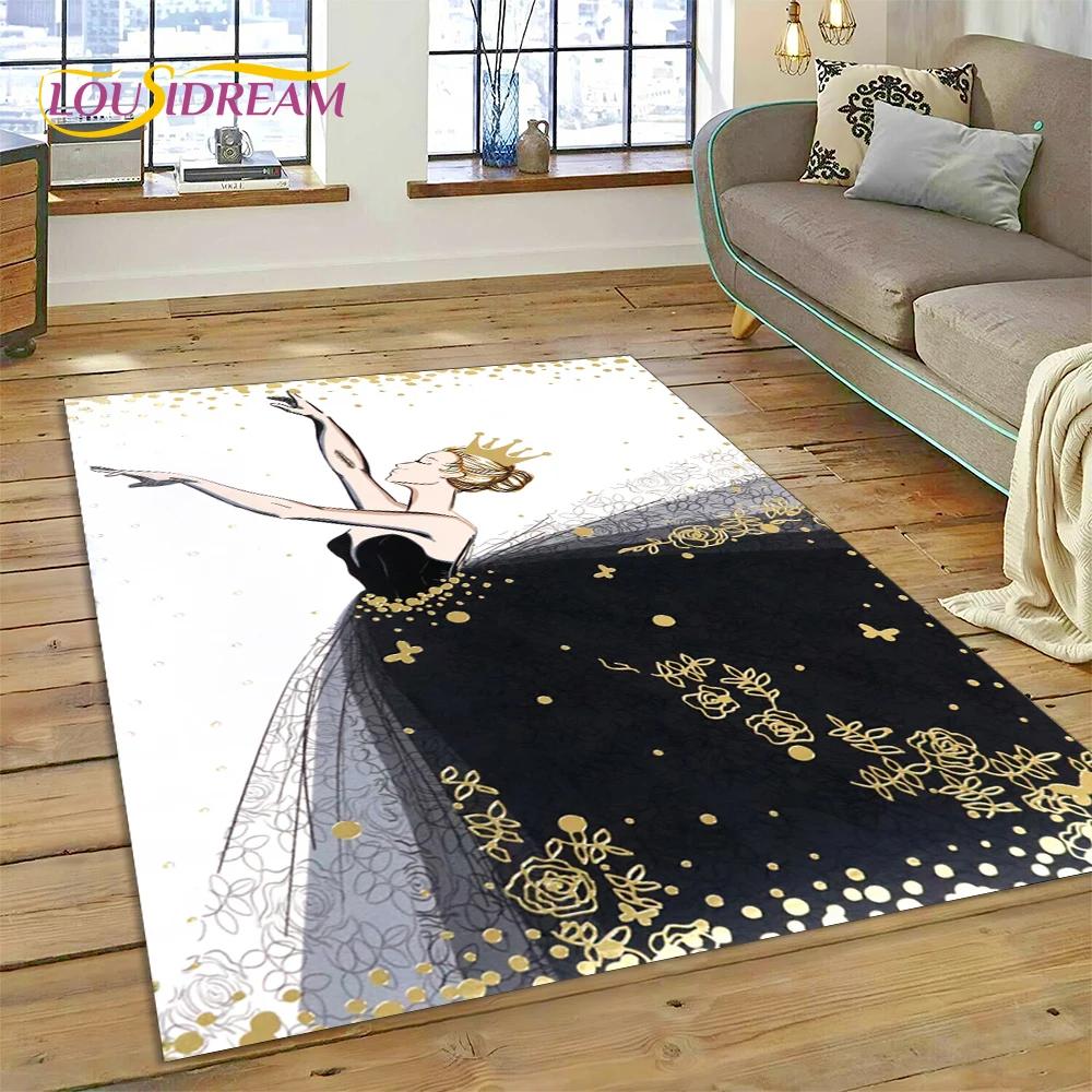 Cute Dream Ballet Girl Ballerina Fairy Carpet Rug for Bedroom Living Room Home Sofa Decoration,Child Game Large Decor Floor Mat
