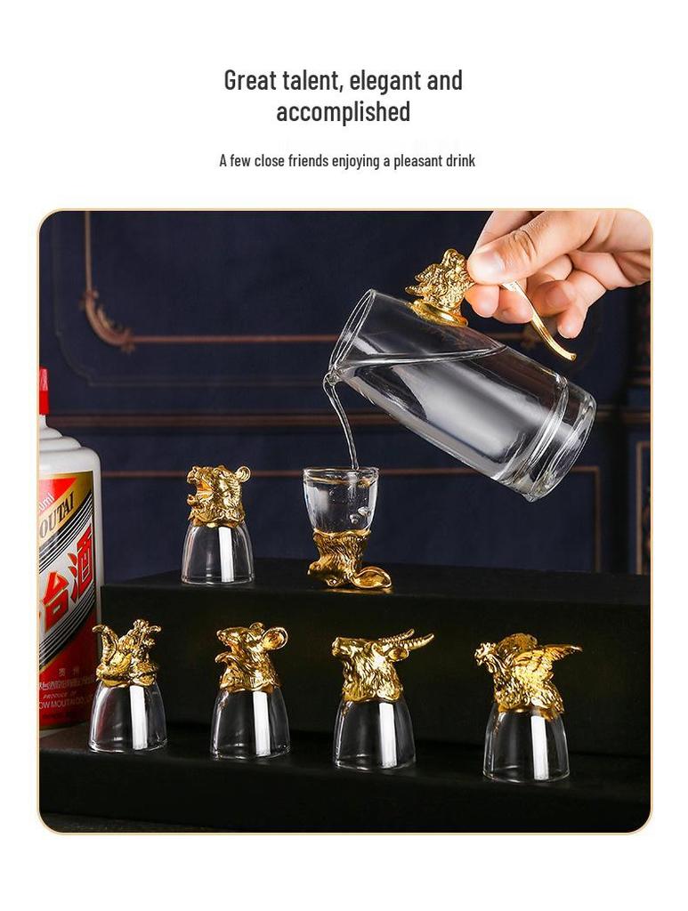 Creative Zodiac Decanter Set: White Wine Glasses and Shot Glass Souvenirs