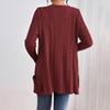 European and American Solid Long-Sleeve Mid-Length Knitted Cardigan with Pockets - Autumn/Winter Sweater