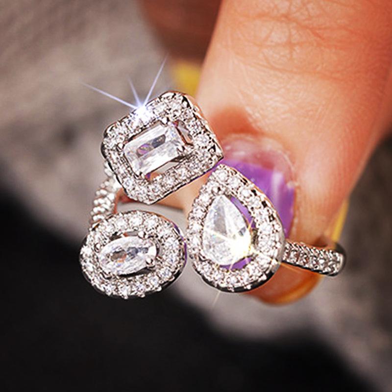 

Открытое регулируемое кольцо, Геометрическое кольцо-квадрат в виде капли воды, Дизайн в стиле легкой роскоши, Стиль интернет-знаменитости Adjustable opening