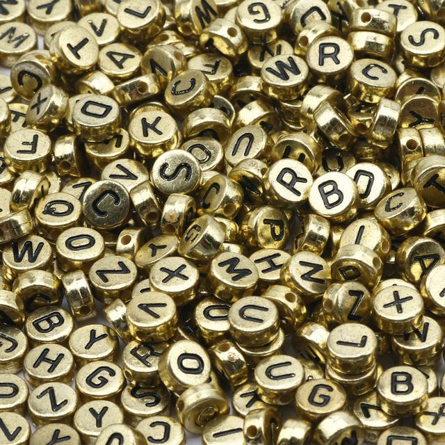 100Pcs Acrylic Flat Letter Beads Alphabet Round Smile Spacer Loose Bead For Diy Jewelry Bracelet Charm Supplies
