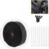 Exhaust Heat Wrap 2000℉ Black Car Exhaust Pipe Heat Insulation Wrap 50mm X 15m with 10 Stainless Steel Cable Ties Pipe Wrap
