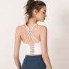 Women's Solid Color Shoulder Straps Cross Beautiful Back Sports Underwear Shockproof Fitness Yoga Bra