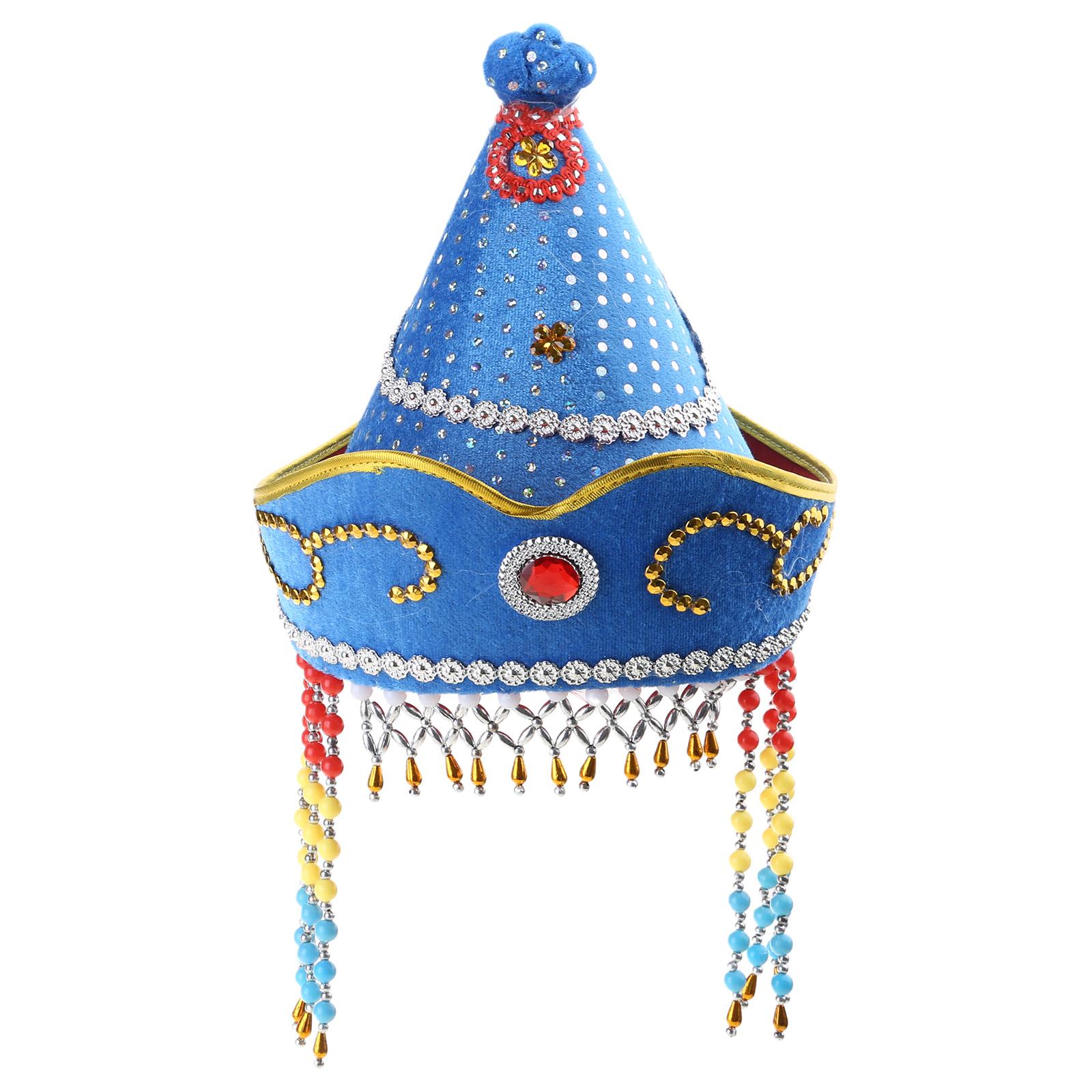 

Versatile Mongolian Hat for Dance Party Ethnic Festive Mongolian Dance Costume Hats for Adult Kids School Play Props S синій