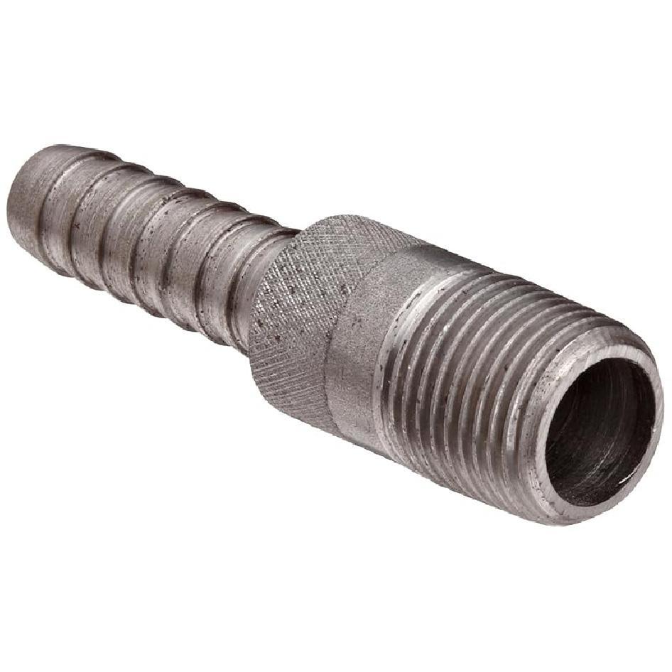 

Dixon ST15 Unplated Steel Hose Fitting, King Combination Nipple Threaded End with Knurled Wrench Grip, 1-1/4 -11-1/2 NPT Male x 1-1/4 Hose ID Barbed 1/2 -14 NPT Male x 1/2 H