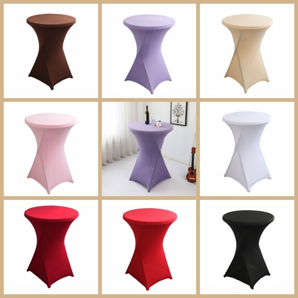 

Elastic Bar Tablecloth Round Tablecover Multi-color Cocktail Table Cloth Bar