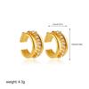 3pair/set Minimalist C-shape Earclips Shining CZ Zircon Small Circle Round Hoop Earrings for Women Girls Stainless Steel Jewelry