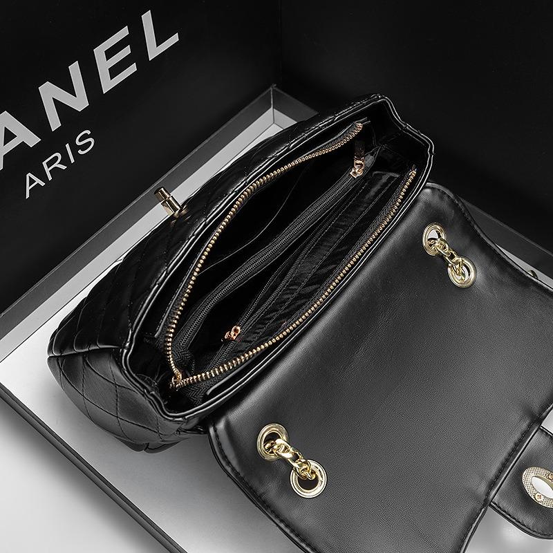 Genuine leather rhombus chain bag trendy versatile high-end sheep pattern large-capacity messenger bag new