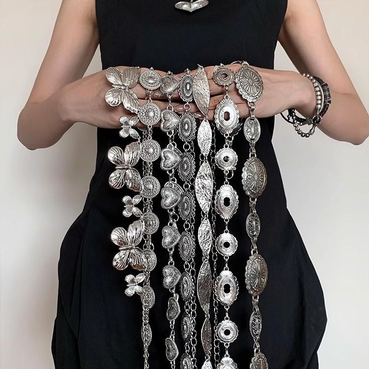 Silver Metal Butterfly Waist Chain Women'S Niche Premium Retro Belt Bohemian Decoration With Skirt