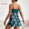 Conjunto de 2 piezas de tankini con tirantes ajustables, relleno, aros, bandeau, calzoncillos tipo bóxer, diseño de empalme de malla, ropa de baño para playa