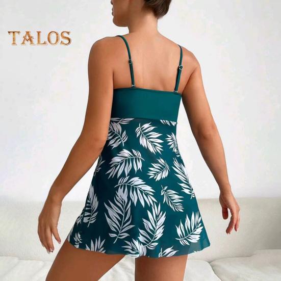Conjunto de 2 piezas de tankini con tirantes ajustables, relleno, aros, bandeau, calzoncillos tipo bóxer, diseño de empalme de malla, ropa de baño para playa