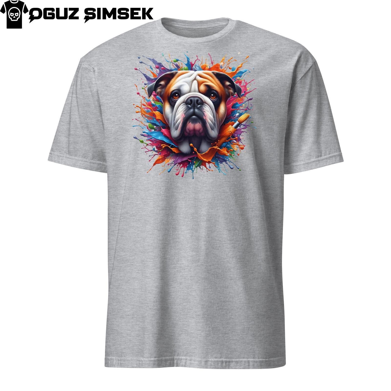 Colorful British Bulldog Unisex T-Shirt Mens Womens Tees Top | Paint Splashes | Unique Design 4XL