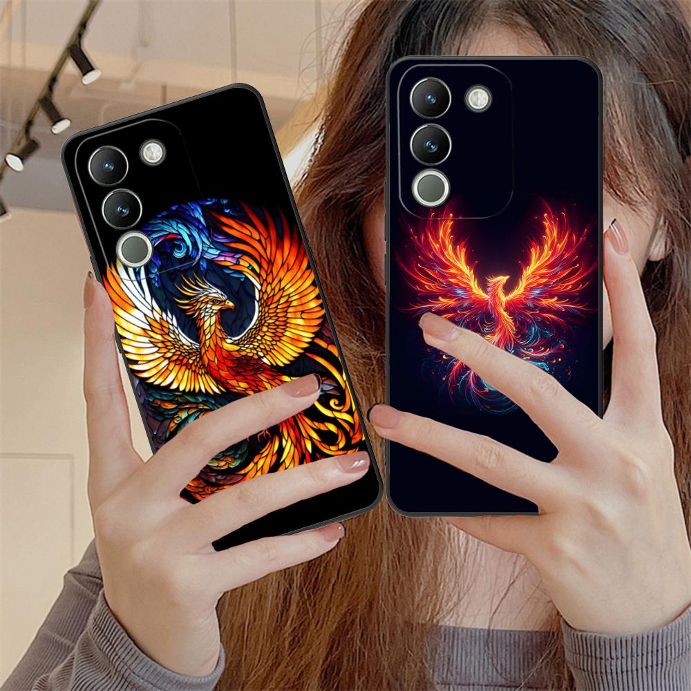 Luxury Phoenix Mobile Cell Phone Case for VIVO V60 V50 V40 V30 V29 V27 V25 V23 Pro Lite 5G Colorful Printing Cover Cover Luxury