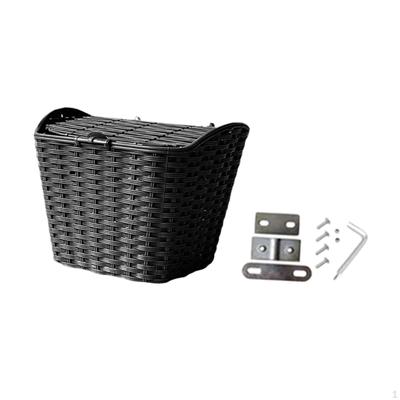 Bike Basket Cycling Carrying Case with Lid Sturdy Convenient Front Frame for Mountain