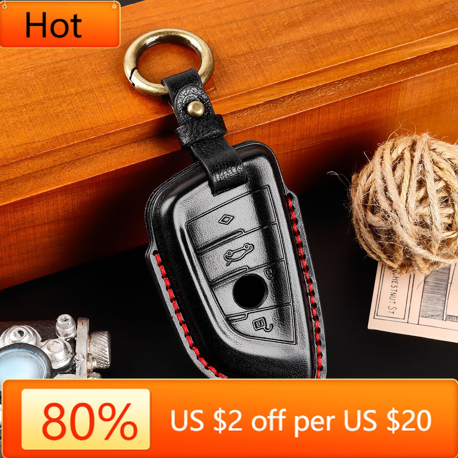 

Interior Mouldings 360° New Leather Car Key Case Set Suitable for BMW Blade 3D Stereoscopic Car key Cover Protection Key Set wit