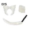 Wolf Ear Tail Set Realistic Design Plush Headband Gloves Tail Set Halloween Parties Role-Playing Accessories