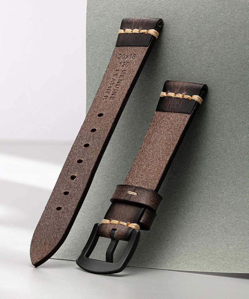 Uhrenarmband Ersatzband Lederband Echtlederband Gegerbtes Lederband Kalbsleder Klassisch Retro Business Dick Robustheit Flexibilität