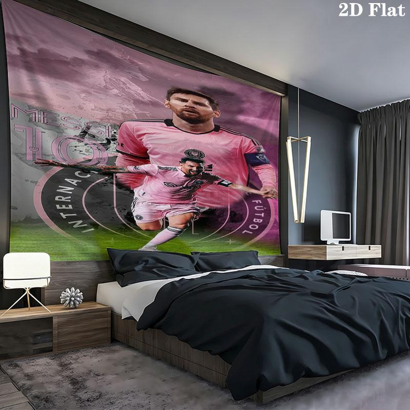 Arazzo da Parete Lionel Messi Appeso Estetico alla Parete Coperta in Tessuto Stampato Arazzi Decorativi per Camera da Letto Soggiorno Decorazione per la Casa