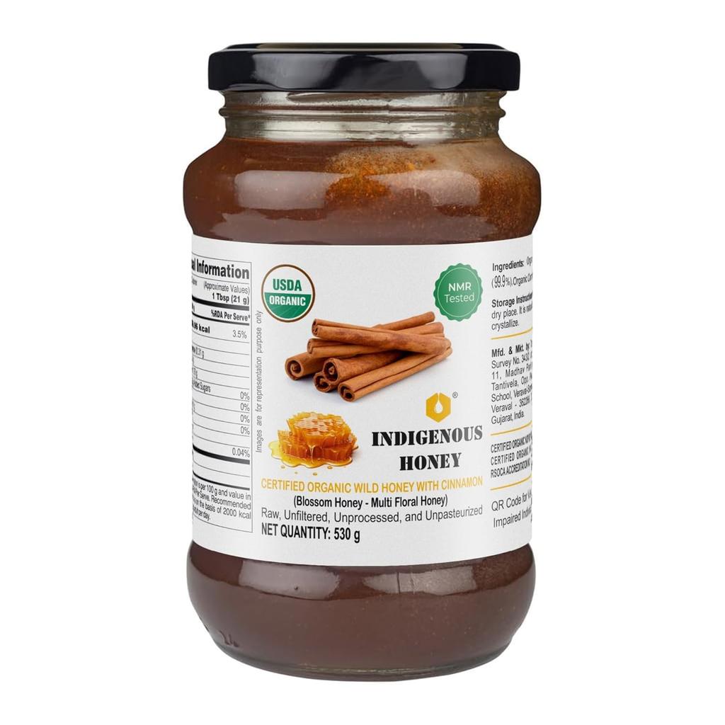 MIÓD RODZIMY Miód Surowy Organiczny Testowany NMR Certyfikowany Organicznie NPOP Czysty Naturalny Nieprzetworzony Bez Cukru Miód Wzmacniający Odporność - 530 g Słoik Szklany