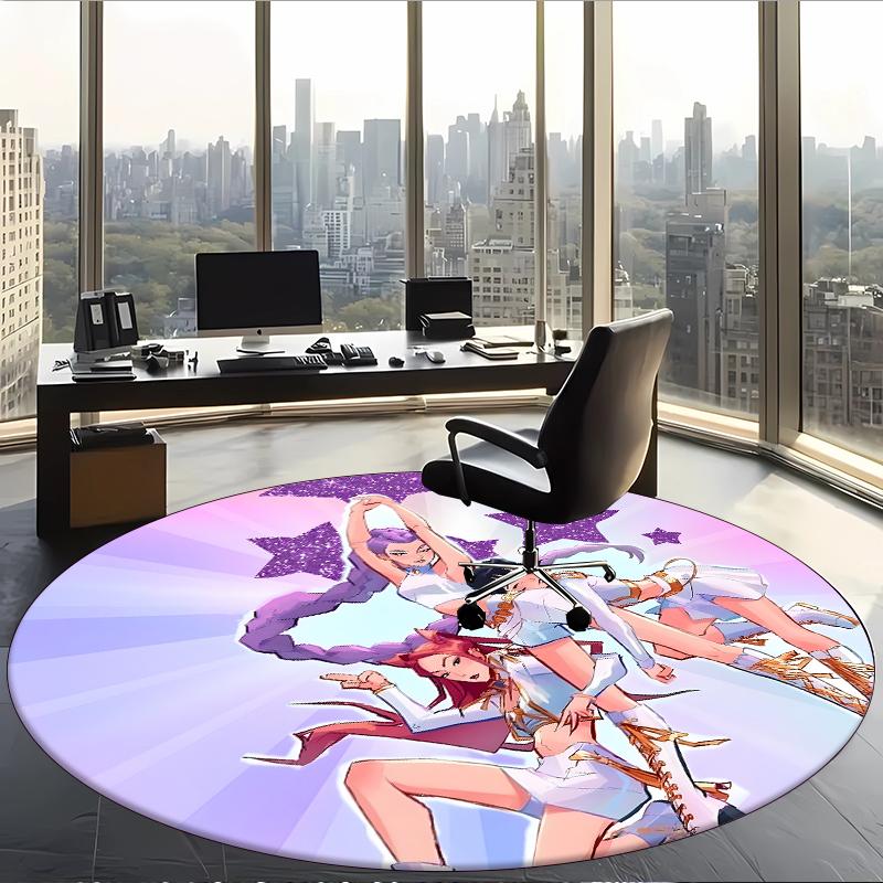 Huntrix (222) Round Office Rug Decorative Floor Rug for Office Bedroom Living Room and Home Space