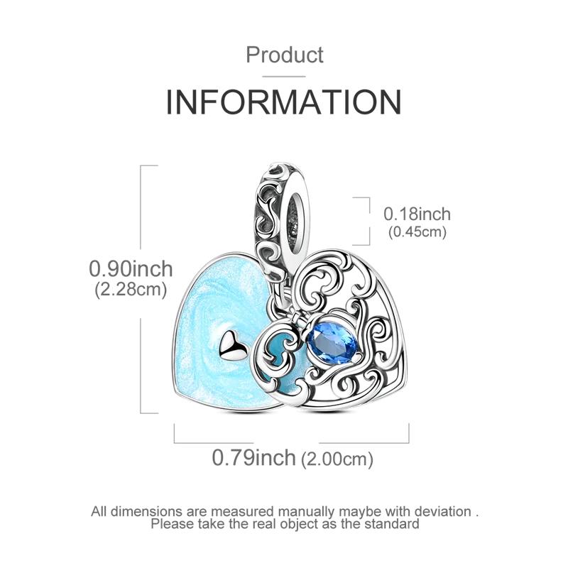 Blue Earth Series Copper Sparkling Star Heart Beads Charms Pendent Fits Original Bracelet Gift For Women