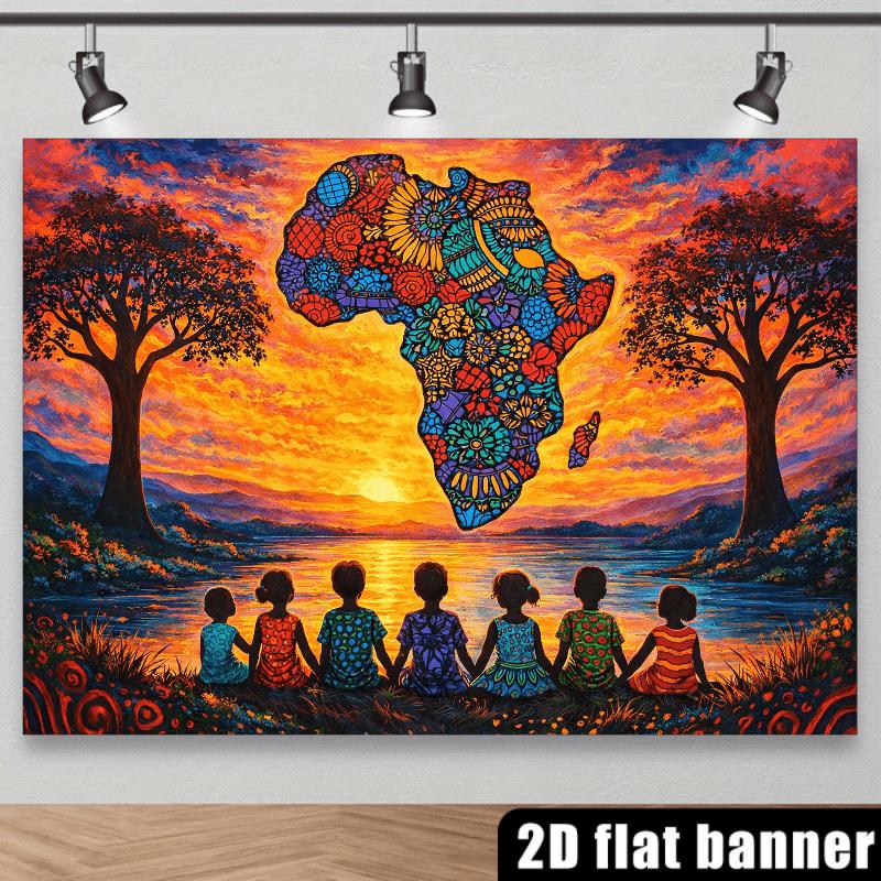 2D plane, 1 piece of African culture-themed art background fabric,suitable for indoor/outdoor activities