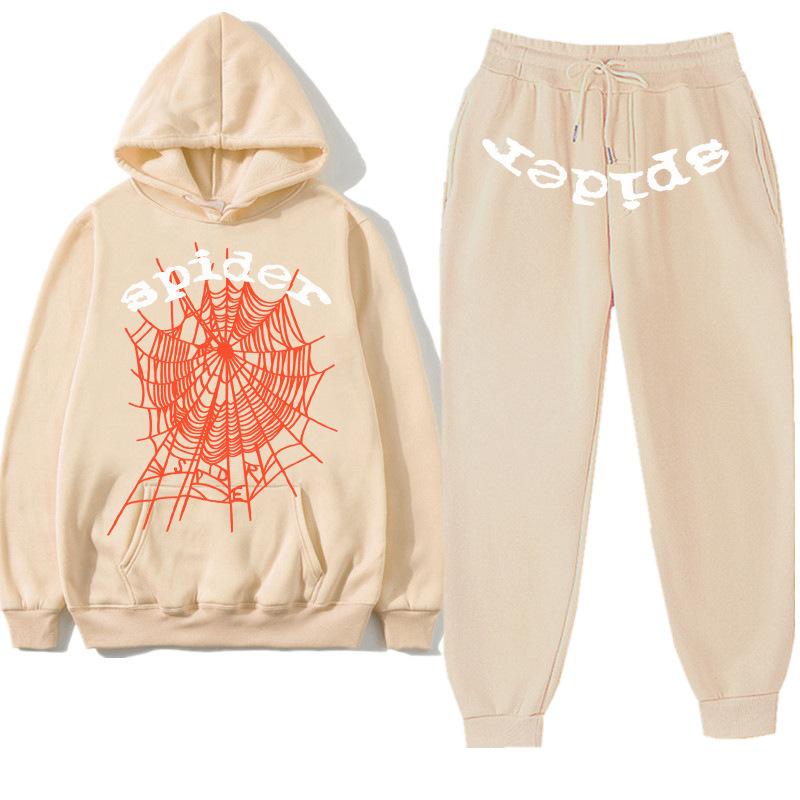 European and American Trendy Hip-hop Singer Letter Sp5der Printed Couple Sweater Men's and Women's Hoodies Sweatshirt Set
