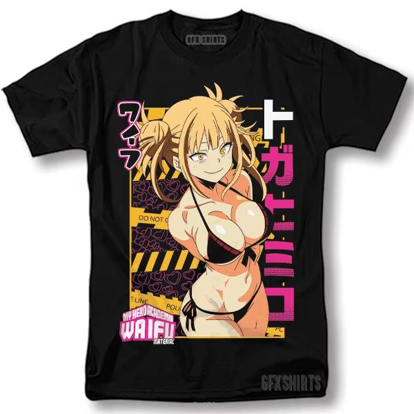 My Hero Academia Single TShirt Himiko Toga Warning Frame Waifu Anime Print Oversized Cotton Tee For Global Anime Waifu Fans