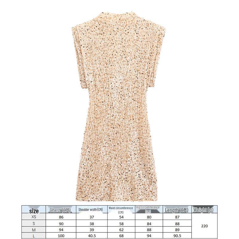 European Style 2026 Women's Sequined Evening Gown - Elegant, Padded Shoulders, Slim Fit, Sexy Beaded Design.
