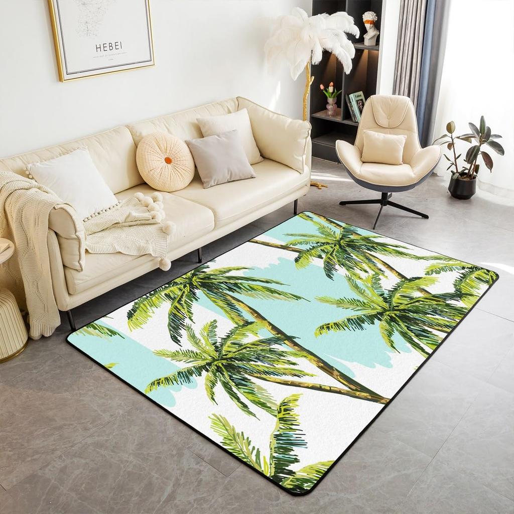 Hawaiian Beach Palm Tree Carpet Ocean Beach Area Rug Tropical Sea Sunset Floor Mat Living Room Home Indoor Mat Bathroom Doormat