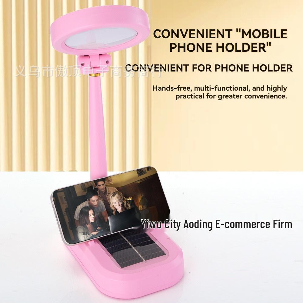 Solar-Powered LED Desk Lamp & Fan with Eye Protection for Children's Bedroom