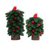 Tabletop Mini Christmas Tree Small Artificial Pine Tree with Wooden Base And Red Balls for Indoor Home Kitchen Dining Table Decor
