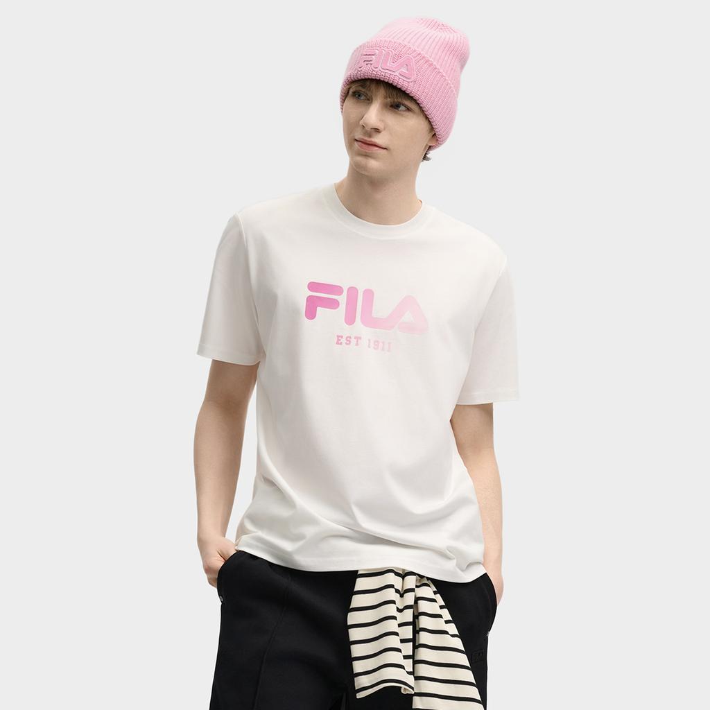 FILA ORIGINALE T Shirt Unisex White Peach Bubble F51M519106F-PU