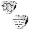 Fit Original Bangle Bracelet Inlaid Zircon Beads Charms 925 Sterling Silver Heart-shape Colorful Dangle Pendants Bangle Jewelry