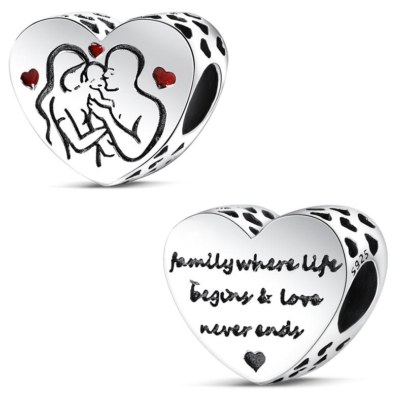 Fit Original Bangle Bracelet Inlaid Zircon Beads Charms 925 Sterling Silver Heart-shape Colorful Dangle Pendants Bangle Jewelry