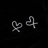 New Arrivals Open Run Heart Earrings Twisted Mini Thin String Silver Ball Stirl